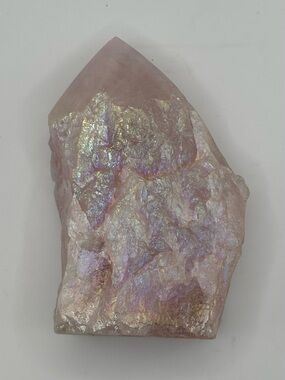 Aura Rose Quartz Top Point Polished Titanium Coating Pink